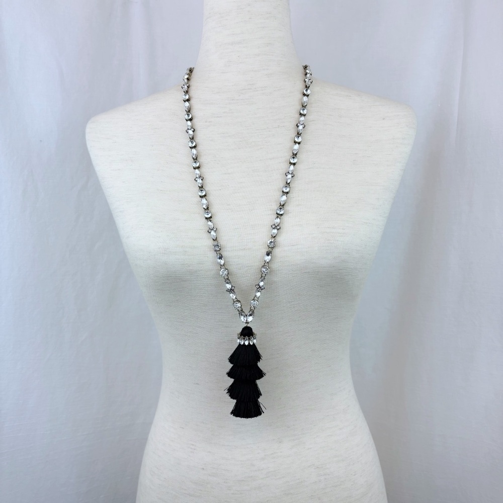 NEW Baublebar Rhinestone Tiered Tassel Necklace 30"